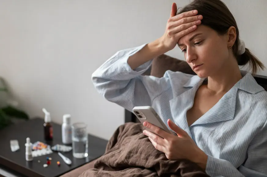 sick woman calling work