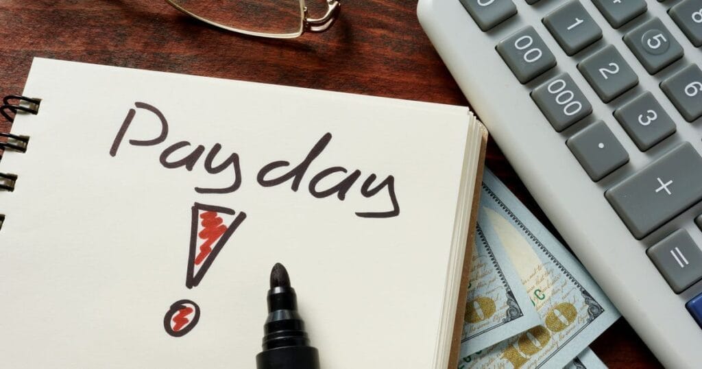notebook where it says payday