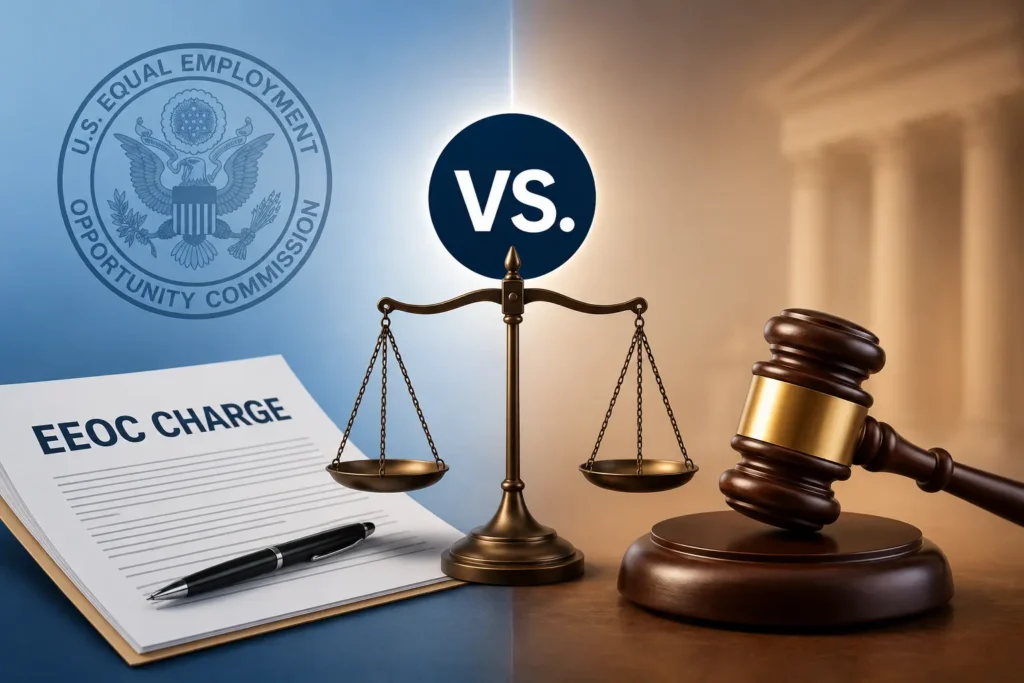 EEOC Charge vs. Lawsuit: Difference Explained Illustration