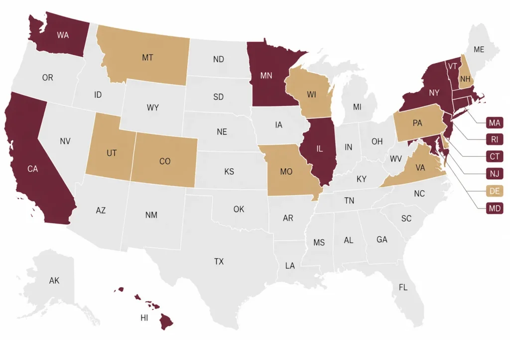 Map of U.S. non-compete enforcement laws by state in 2026
