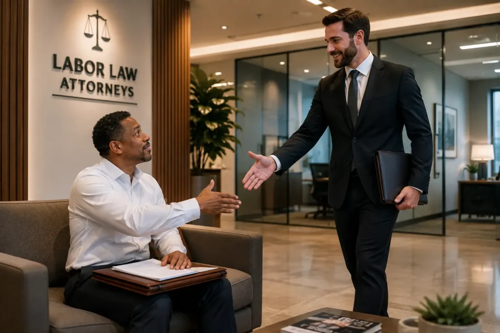  A labor law attorney meeting a client